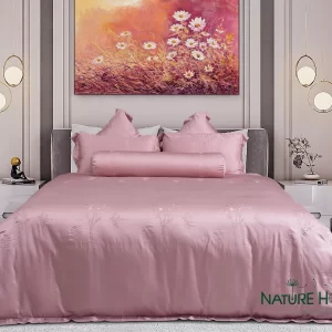 Bộ chăn ga Nature Home Tencel Họa Mi Hồng