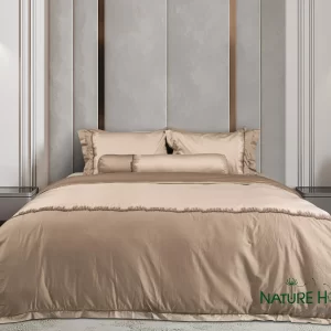 Bộ chăn ga Nature Home Cotton Nhịp Sóng Nâu Kem 2023